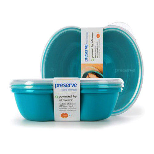 Preserve Square Sandwich Food Storage Container Aquamarine, 2 Ea